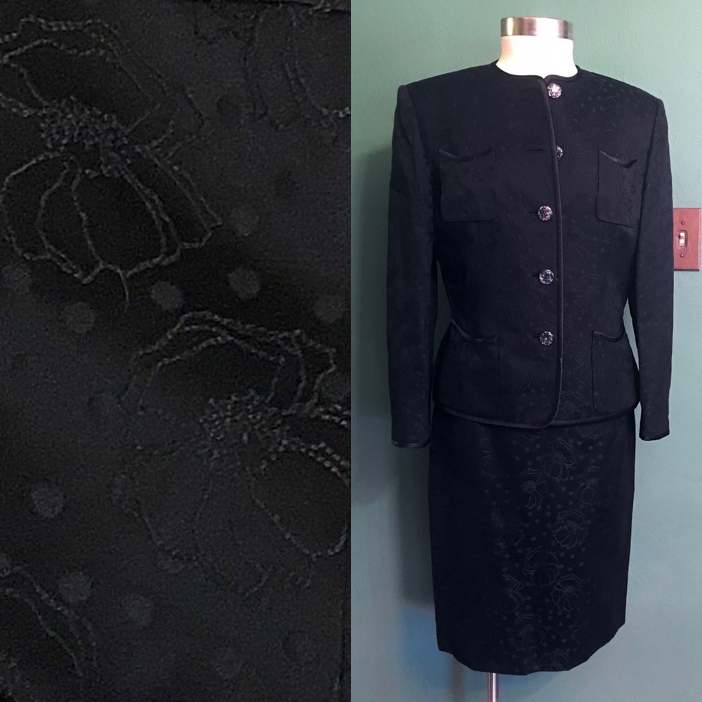 Vintage B Clemo Bespoke Poppy Jacquard Skirt Suit